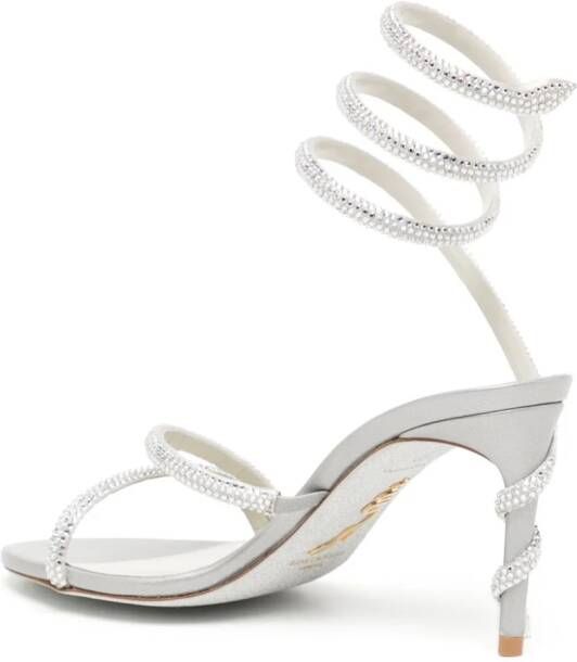 René Caovilla Margot 80mm crystal-embellished sandals Silver