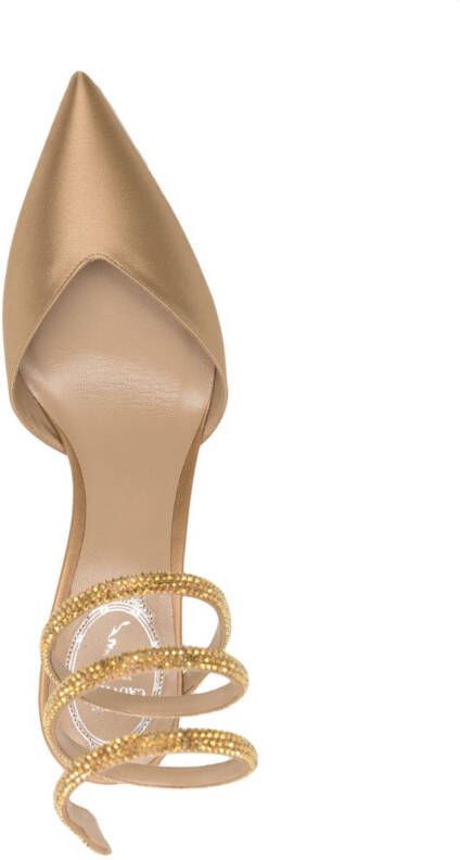 René Caovilla Margot 85mm crystal-embellished pumps Gold