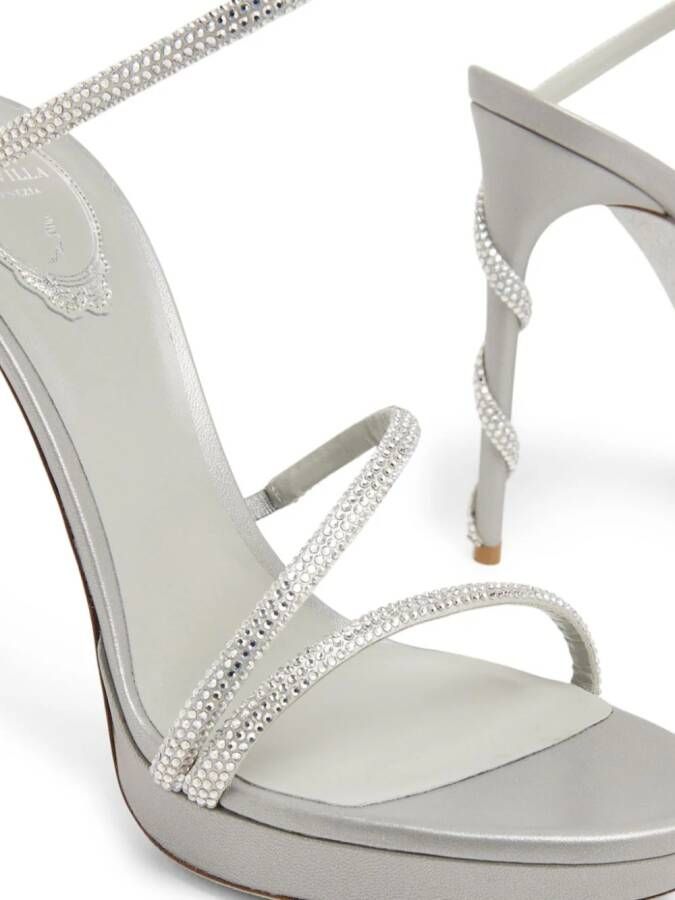 René Caovilla Margot crystal 120mm platform sandals Silver