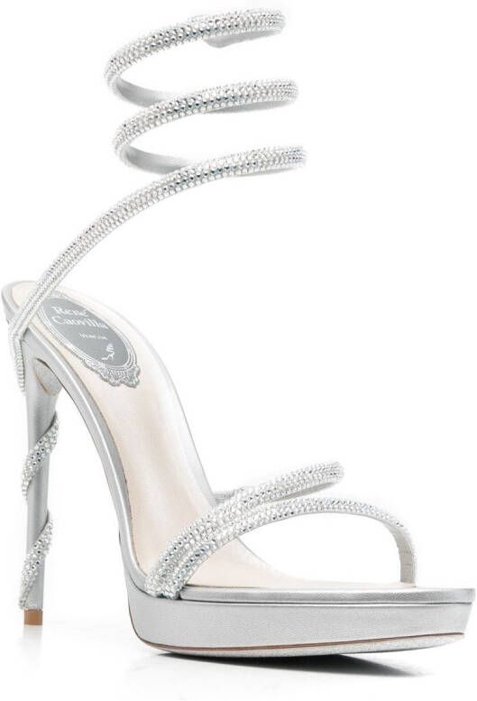 René Caovilla Margot crystal-embellished platform sandals Grey