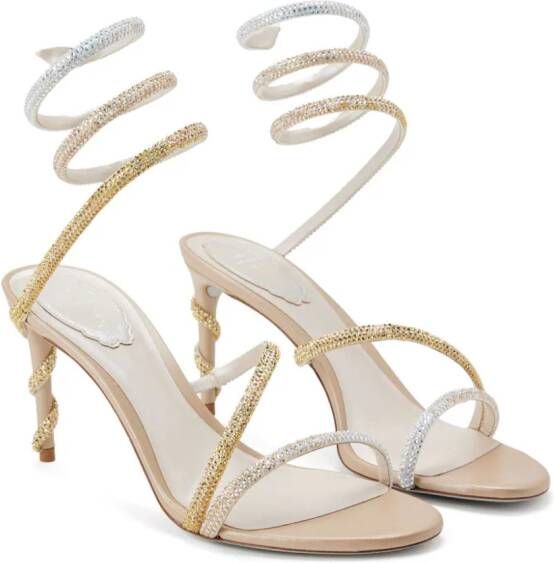 René Caovilla Margot crystal-embellished sandals Gold