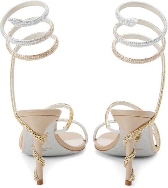 René Caovilla Margot crystal-embellished sandals Gold