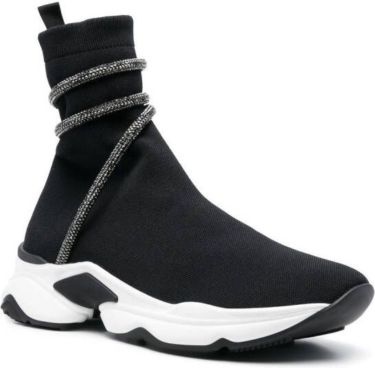 René Caovilla glitter-wrap sock-ankle sneakers Black