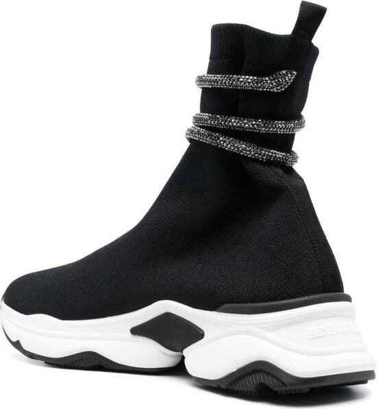 René Caovilla glitter-wrap sock-ankle sneakers Black