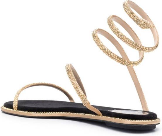 René Caovilla rhinestone-embellished flat sandals Gold