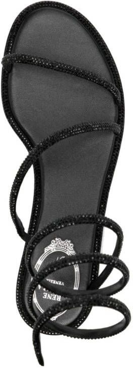 René Caovilla rhinestone-embellished leather sandals Black