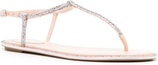 René Caovilla rhinestone-embellished leather sandals Pink