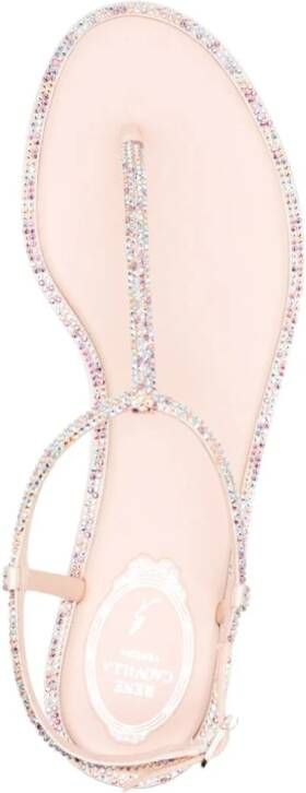 René Caovilla rhinestone-embellished leather sandals Pink