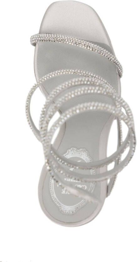 René Caovilla rhinestone-embellished leather sandals Silver