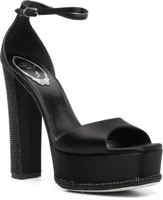 René Caovilla rhinestone-embellished platform sandals Black