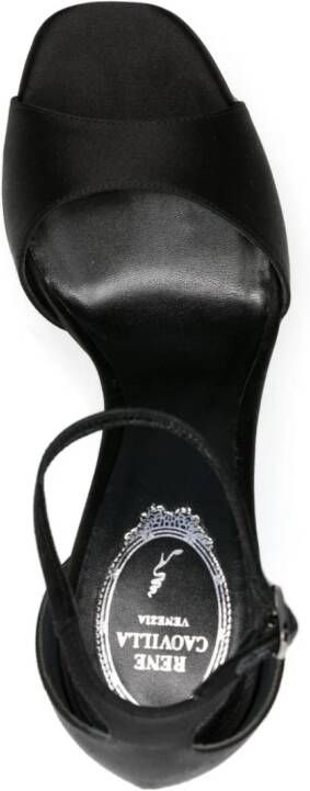 René Caovilla rhinestone-embellished platform sandals Black