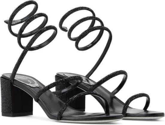 René Caovilla rhinestone-embellished satin sandals Black