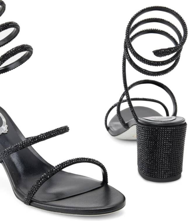 René Caovilla rhinestone-embellished satin sandals Black
