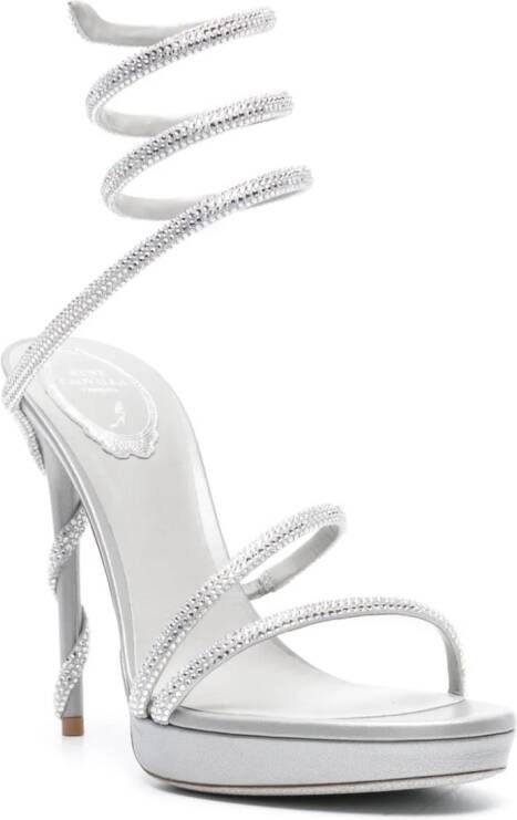 René Caovilla rhinestone-embellished spiral-bound sandals Silver