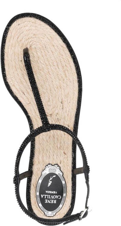 René Caovilla rhinestone embellished thong sandals Black