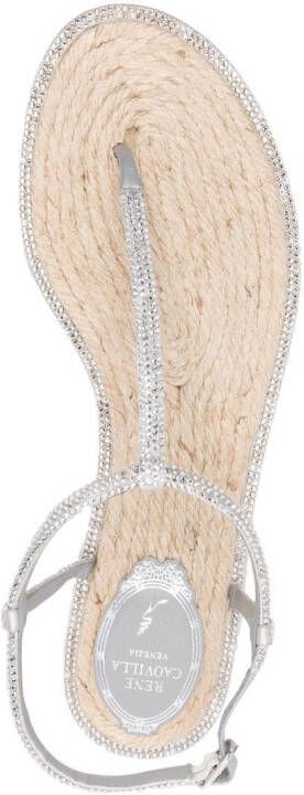René Caovilla rhinestone embellished thong sandals Grey