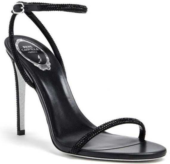 René Caovilla rhinestone-embellishment heeled sandals Black