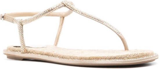 René Caovilla rope-detail high-shine sandals Neutrals