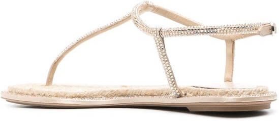 René Caovilla rope-detail high-shine sandals Neutrals