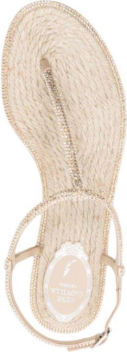 René Caovilla rope-detail high-shine sandals Neutrals