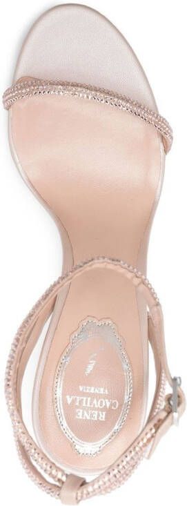 René Caovilla round-toe leather sandals Neutrals