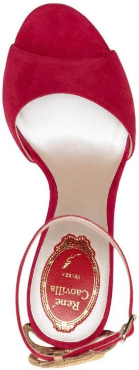 René Caovilla Serpent-detail 100mm suede sandals Red