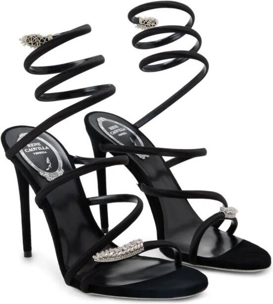 René Caovilla Serpente leather sandals Black