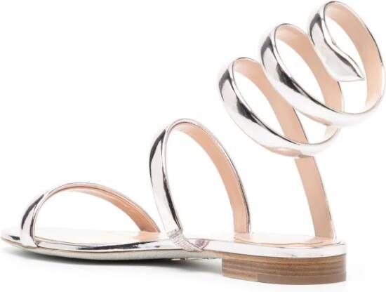 René Caovilla Serpente metallic-finish sandals Silver