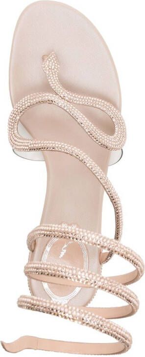 René Caovilla snake crystal embellished sandals Pink