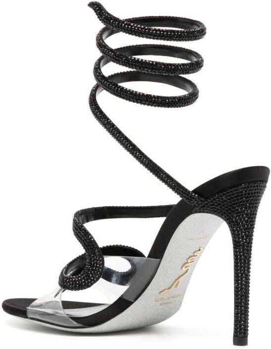 René Caovilla Snake embellished sandals Black