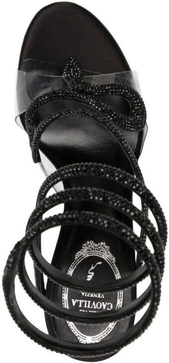 René Caovilla Snake embellished sandals Black