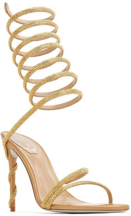 René Caovilla spiral-design heeled sandals Gold