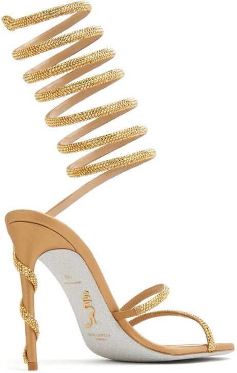 René Caovilla spiral-design heeled sandals Gold