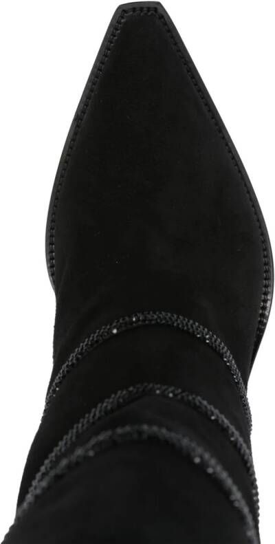 René Caovilla spiral-strap suede boots Black