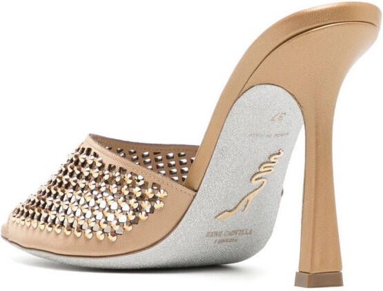 René Caovilla studded open-toe sandals Gold
