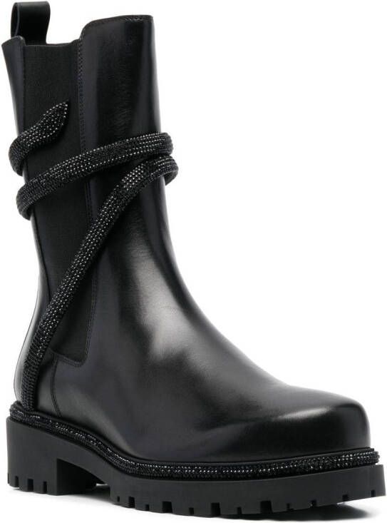 René Caovilla wrap-around leather boots Black