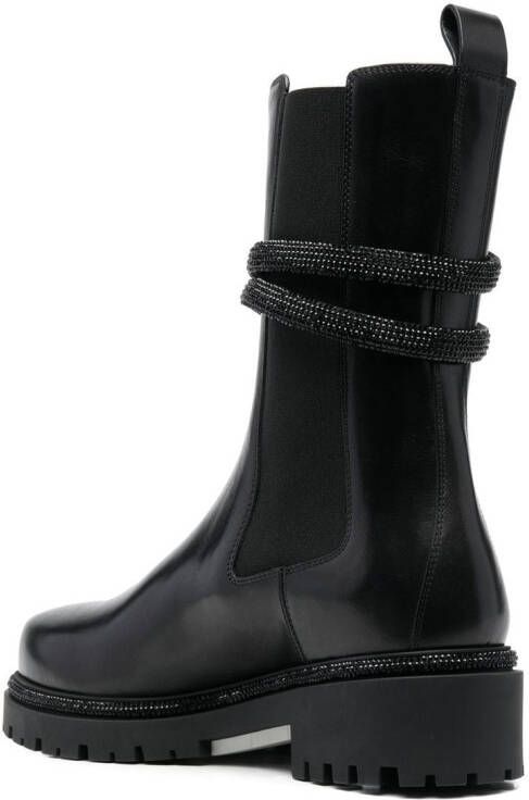 René Caovilla wrap-around leather boots Black