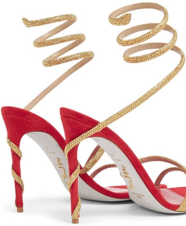 René Caovilla wraparound crystal-embellished sandals Gold