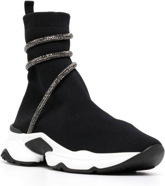 René Caovilla wraparound-strap sock sneakers Black
