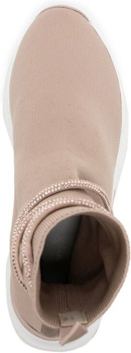 René Caovilla wraparound-strap sock sneakers Brown