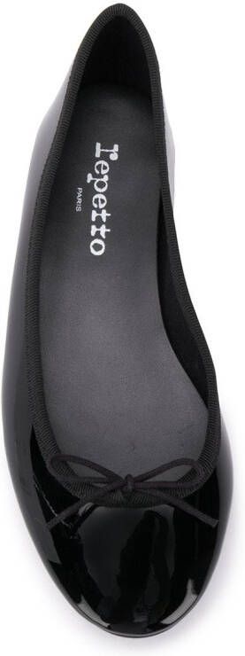 Repetto bow detail patent ballerina shoes Black