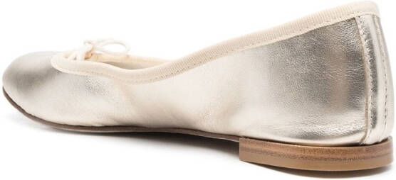 Repetto metallic bow-detail ballerina shoes Gold