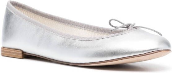 Repetto metallic bow-detail ballerina shoes Silver