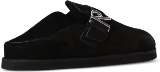 Represent Initial round-toe leather slippers Black