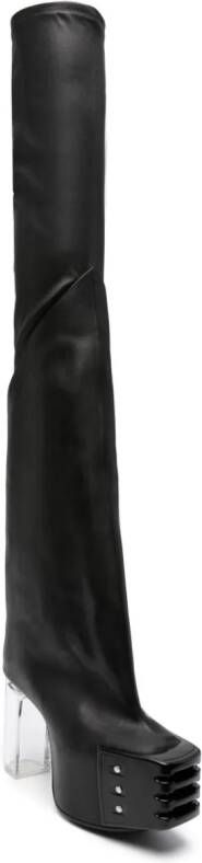 Rick Owens 120mm thigh-length leather boots Black