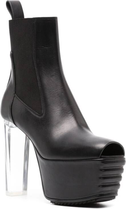 Rick Owens 160mm open-toe leather heeled boot Black