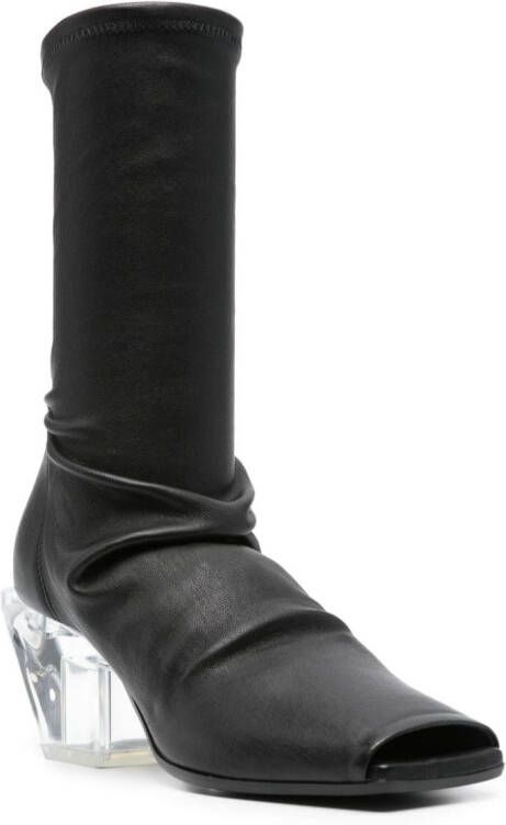 Rick Owens 75mm open-toe leather boots Black