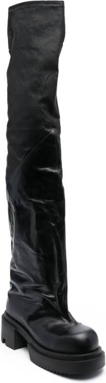 Rick Owens Bogun 78mm leather flared boots Black