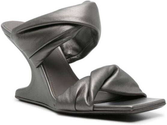 Rick Owens Cantilever 110mm metallic mules Silver