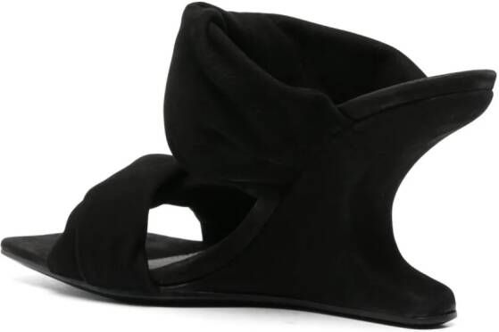 Rick Owens Cantilever 8 110mm twisted suede mules Black